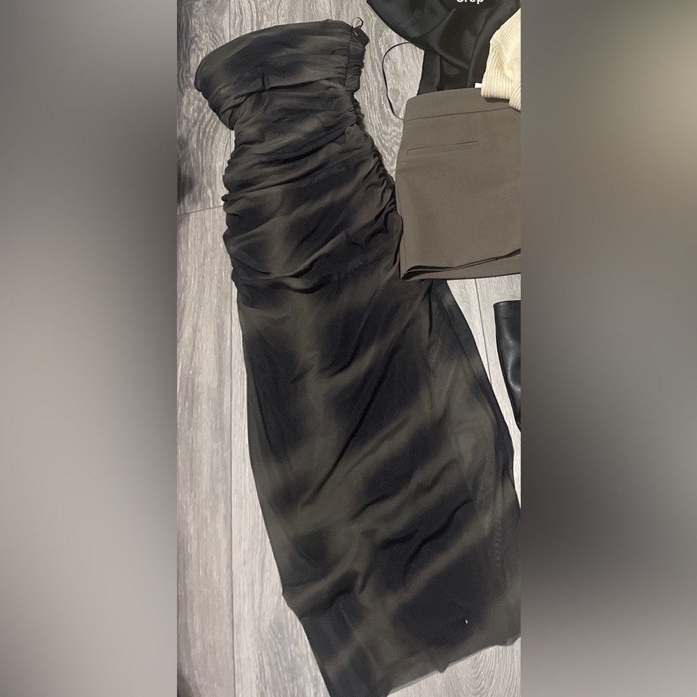 Black and green midi dress